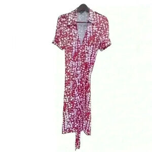 Etcetera Classic Faux Wrap Dress, EUC, Size 10 Orange & White